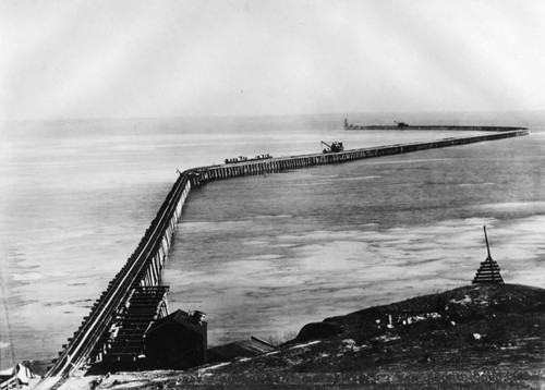 L.A. Harbor breakwater construction