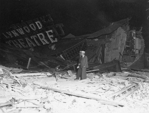 Earthquake-damaged Lynwood Theatre