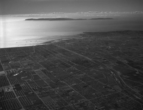 Aerial view of Long Beach, Port of Long Beach, looking southwest