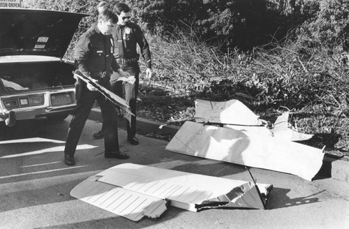 Wreckage of crash in Griffith Park