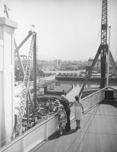 L. A. Harbor, looking at the docks from the S.S. Catalina