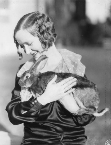 Woman and rabbit