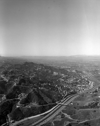 Cahuenga Pass and 101 Freeway, looking northwest