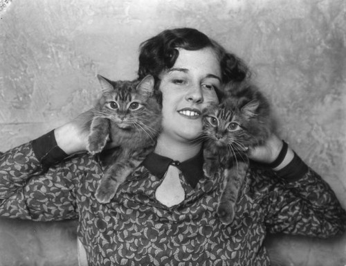 Woman with cats