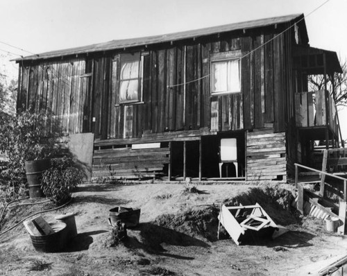 Dilapidated slum house, exterior