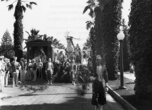 Marching band and a parade float