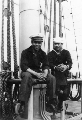 Filipino American sailors aboard Navy ship