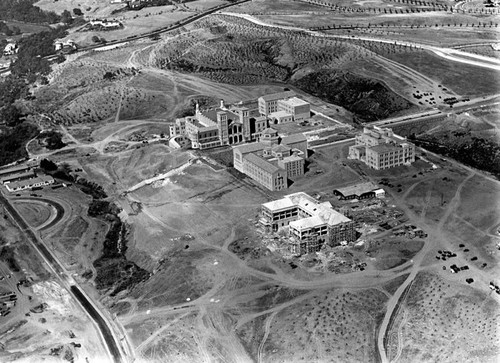 Aerial view of UCLA during construction