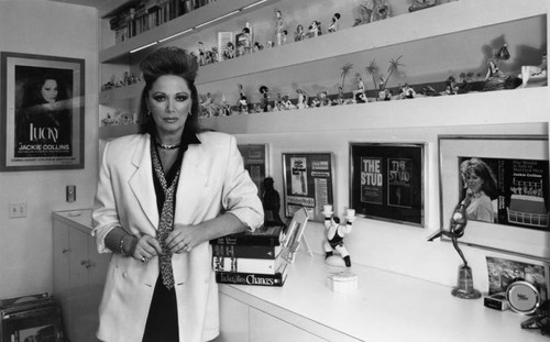 Jackie Collins in writing room