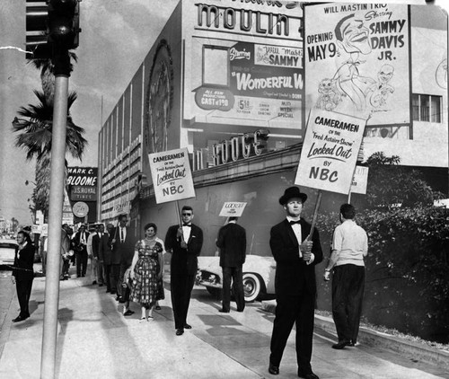 Pickets in a dispute with NBC