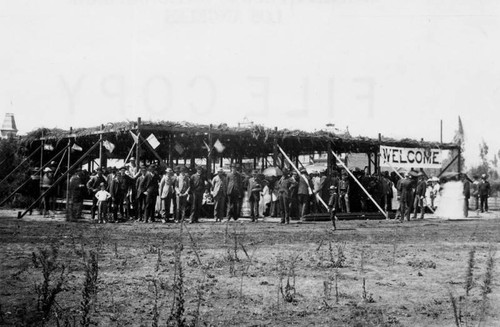 Celebrating the coming of the first train, 1885