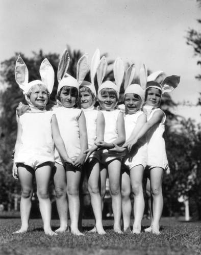 Children with bunny ears