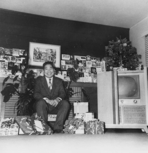 Japanese American man in living room