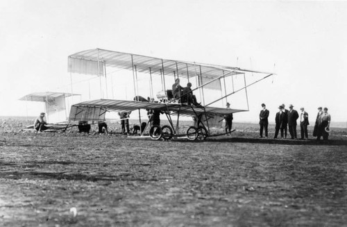 Biplane readied for take-off