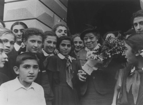 Charlotta Bass with school children