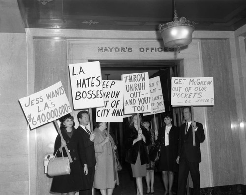 Community protest outside Mayor's offices