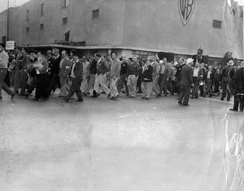 Strikers marching at Warner Brothers