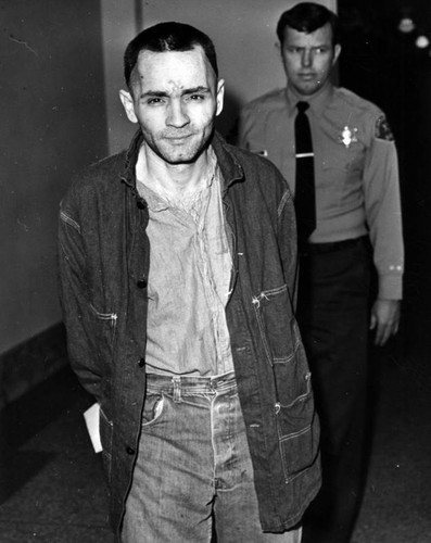 Charles Manson on his way to court