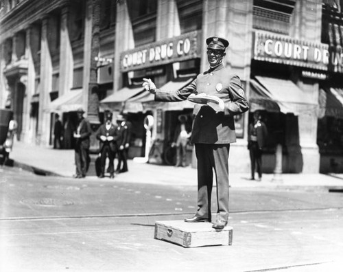 Traffic policeman has tea break