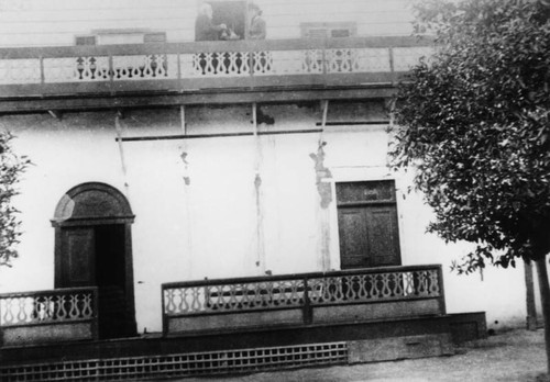 Governor Pio Pico on balcony of his mansion