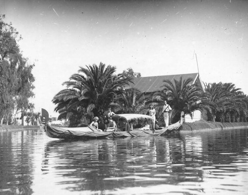 Gondola at canal "crossing" in Venice