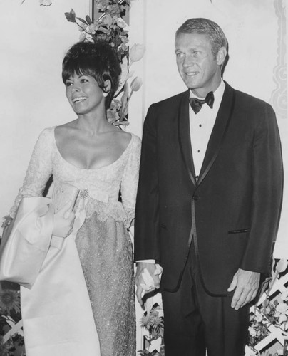 Steve McQueen and his wife Neile Adams at ""My Fair Lady"" premiere