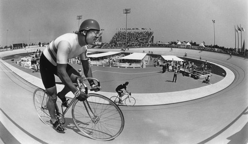 Cylists at the velodrome at Cal State Dominguez Hills