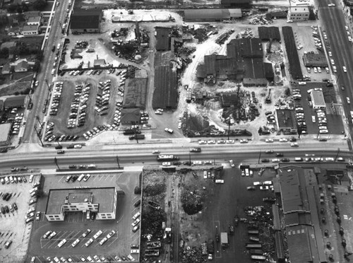 Slauson Avenue, State Street and Belgrave Avenue, Huntington Park, looking west