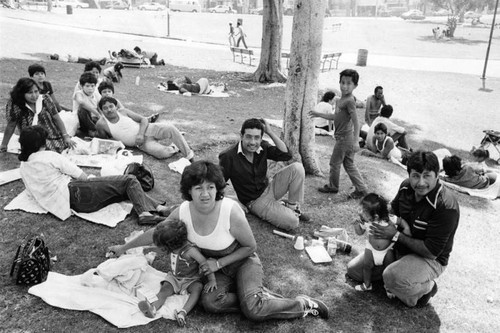 Residents sleep in MacArthur Park