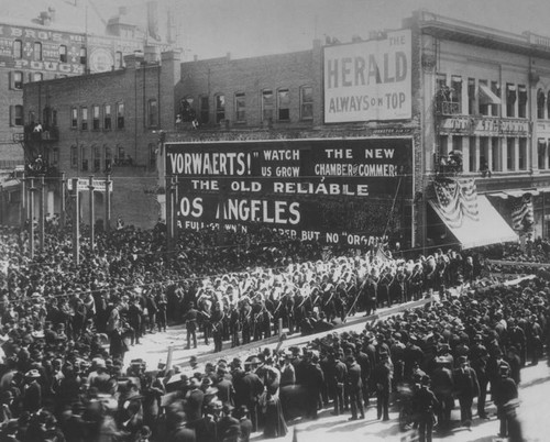 Laying cornerstone for L.A. Chamber of Commerce