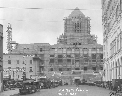 LAPL Central Library construction, from Hope Street