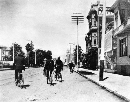 Bicycle riders on Spring St