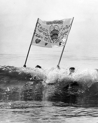 Group protesting pollution of ocean