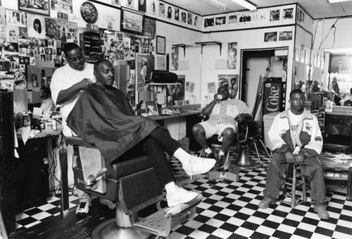 At the barbershop, Jefferson Park