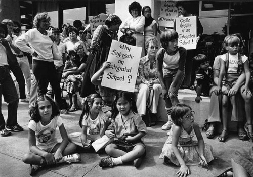 Protest of forced busing for school desegregation