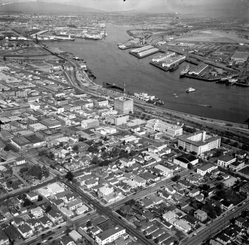 Aerial view of Los Angeles harbor