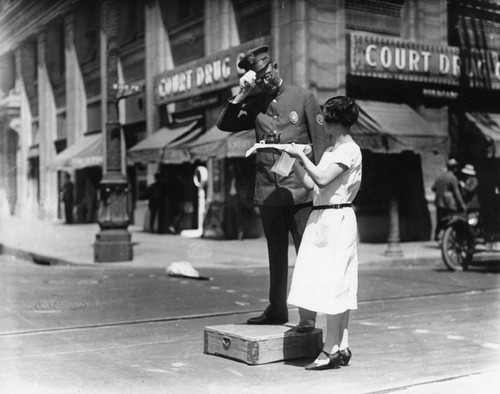 Traffic policeman has tea break