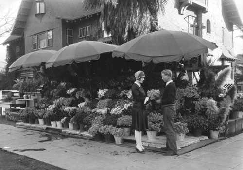 Outdoor corner flower shop, view 1