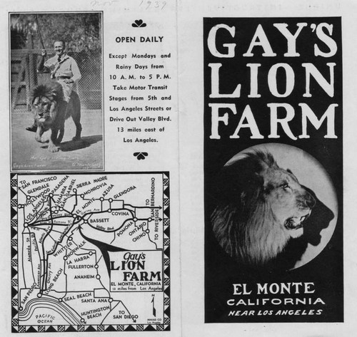 Gay's Lion Farm, a pamphlet (front and backside)