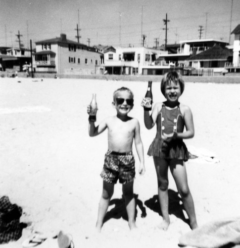 Alice Capello and her brother at Hermosa Beach