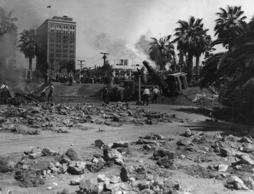 Digging for Wilshire Blvd. extension at Westlake Park