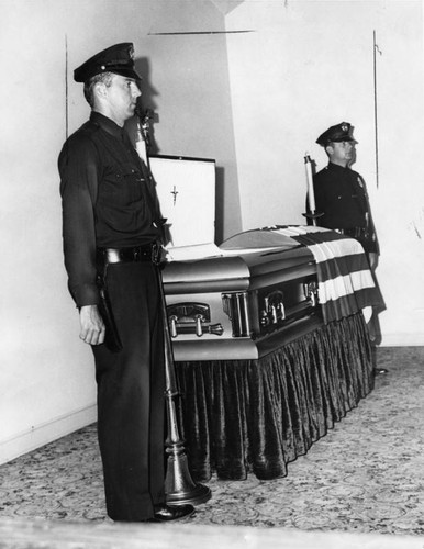 Honor guard at Chief Parker's coffin