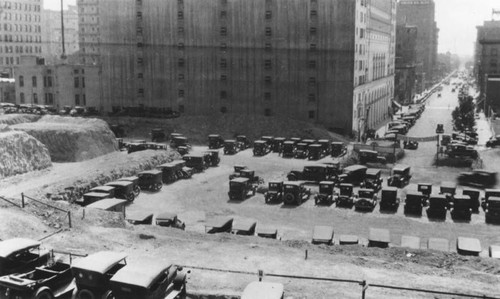 LAPL Central Library construction site, Savoy Auto Park