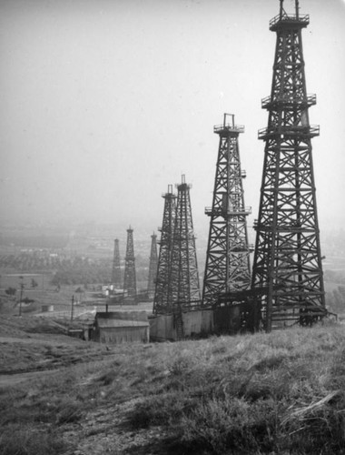 Derricks on the La Merced hills in Montebello