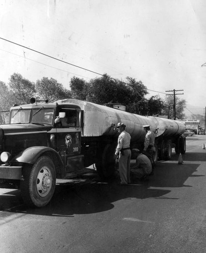 Giant tank truck checked