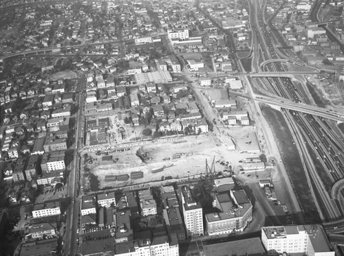 110 Harbor Freeway and Downtown Los Angeles, looking southwest