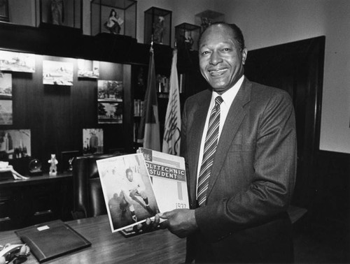 Mayor Bradley with high school memorabilia