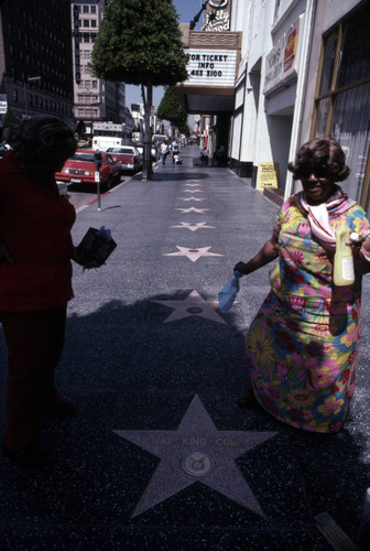 Cleaning a Walk of Fame star