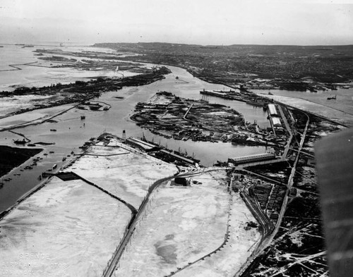 Aerial view, inner L.A. Harbor