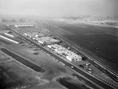 Hughes Aircraft, Fullerton Airport, and Superior Fireplace Co.; looking northwest